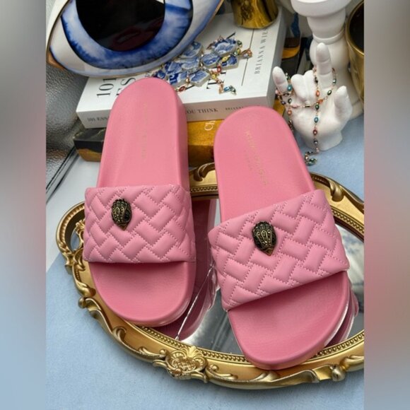 🆕 KURT GEIGER LONDON 🧿 NWOT Meena Eagle Quilted Slide, Pink - Sz 38 US 7.5 - Picture 7 of 14